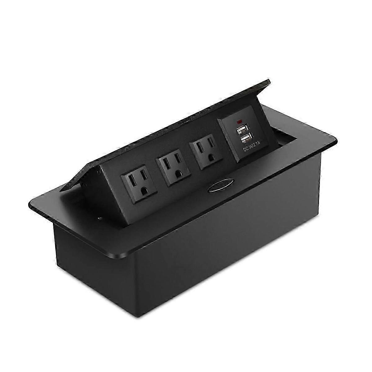 Hidden Embedded Power Strip Pop-Up Socket 125V15A Desktop Socket Aluminum Alloy Multi-Function Embed