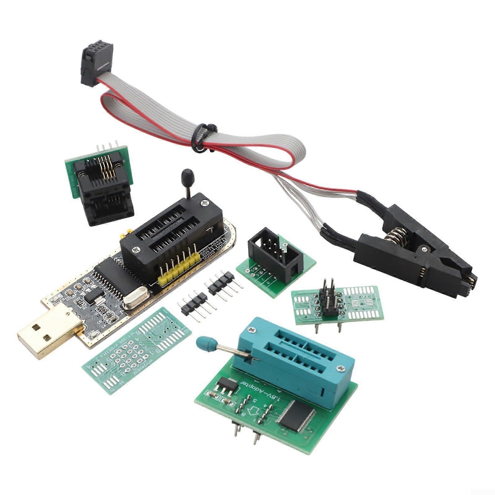 CH341A USB Programmer with SOIC8 Clip, EEPROM BIOS Flash Kit 1.8V 3.3V 5V MultiVoltage