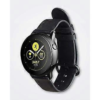 Black Handcrafted Leather Band Strap with Easy Change Mechanism for Samsung Galaxy Watch Active