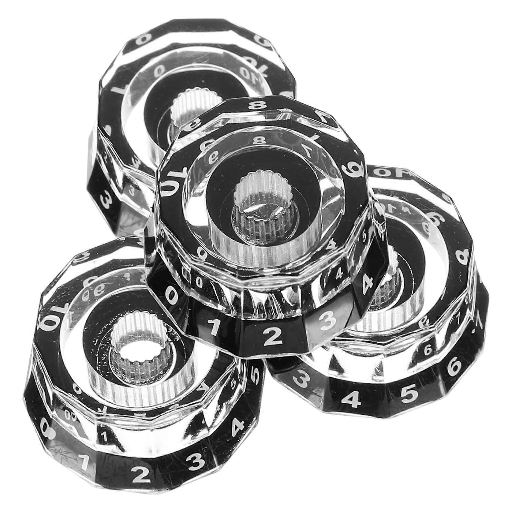 4pcs Guitar Volume Knobs Set for Electric and Bass Guitars, Durable Acrylic, Easy PushOn Install
