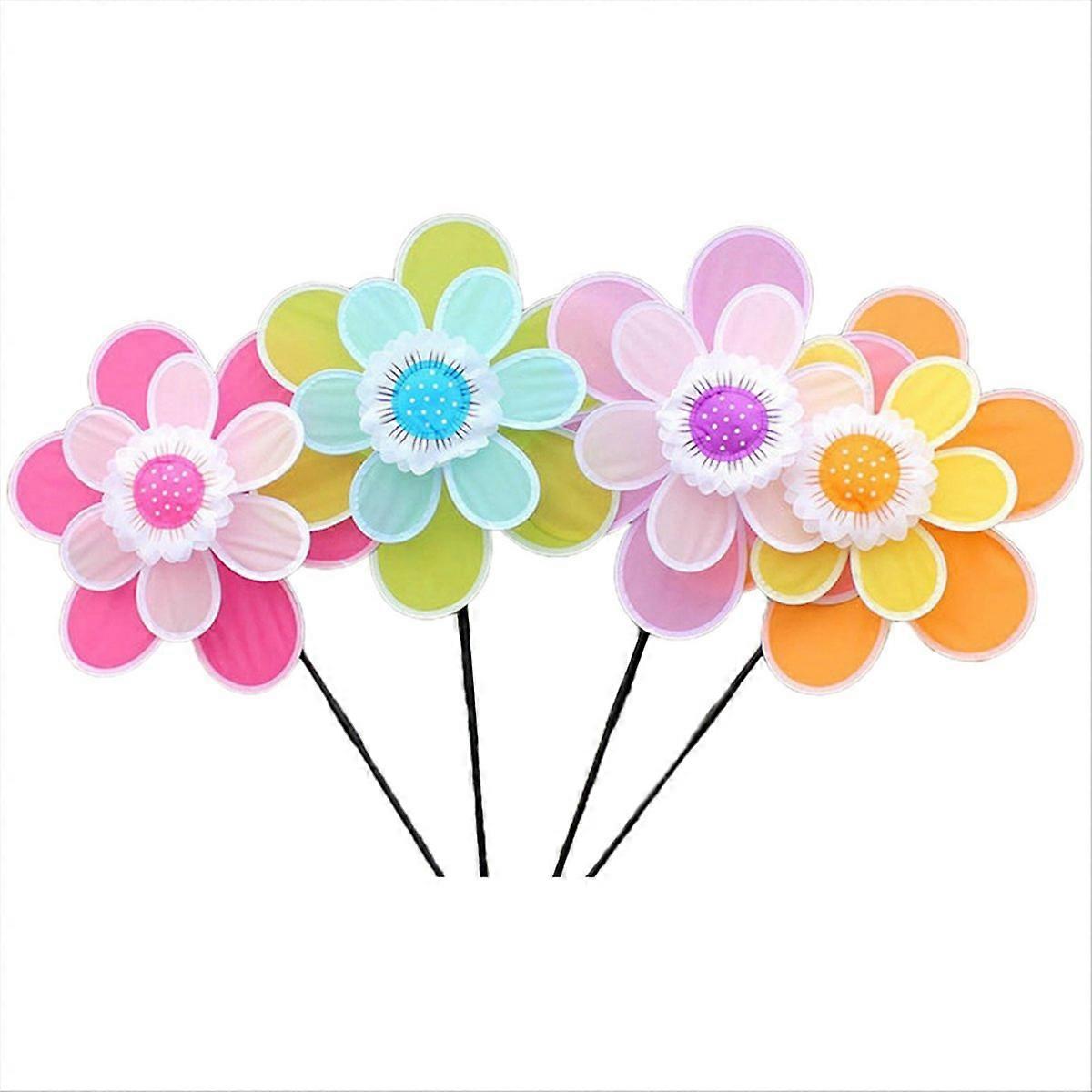 Lawn Decoration Wind Spinner Double Layer Pinwheels with Stake C