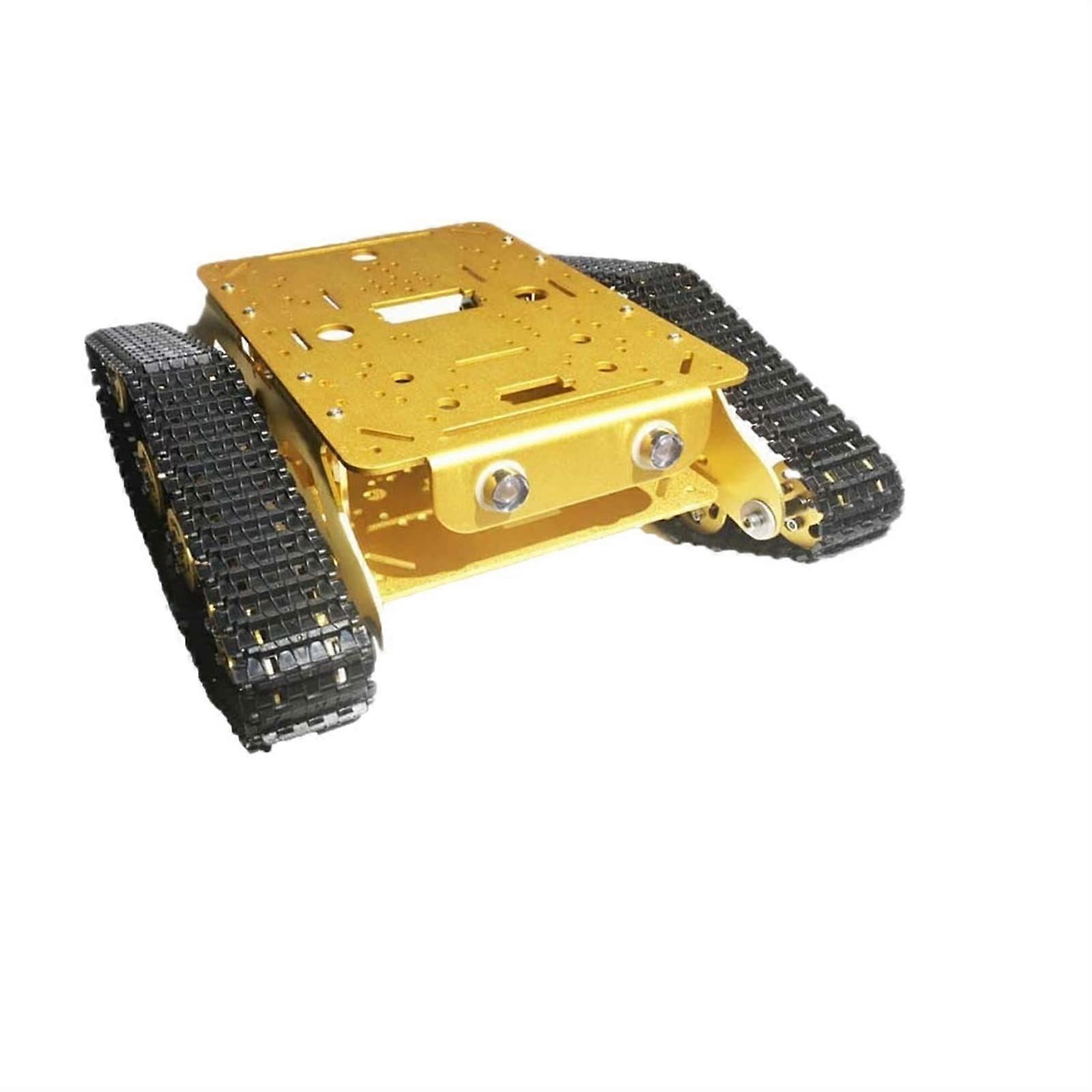 Robot Tank Chassis with 25 Motor Encoder Disc, Golden Double Layer Crawler Platform for Precision Control
