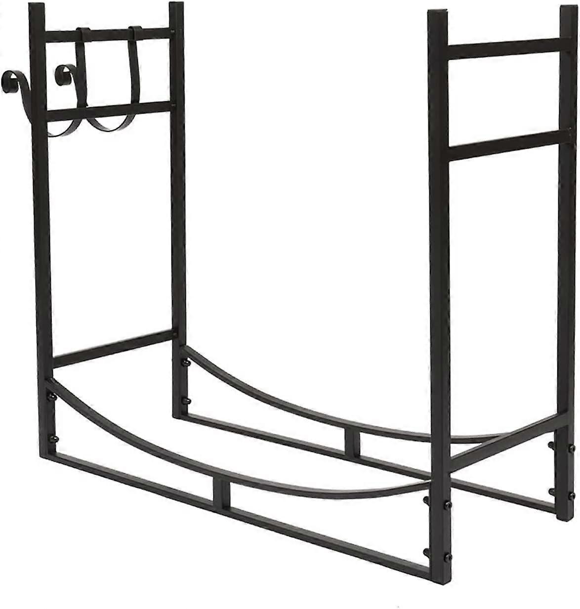 Firewood Rack Handforged Solid Iron with Elevated Ventilation Base for Indoor and Outdoor Storage