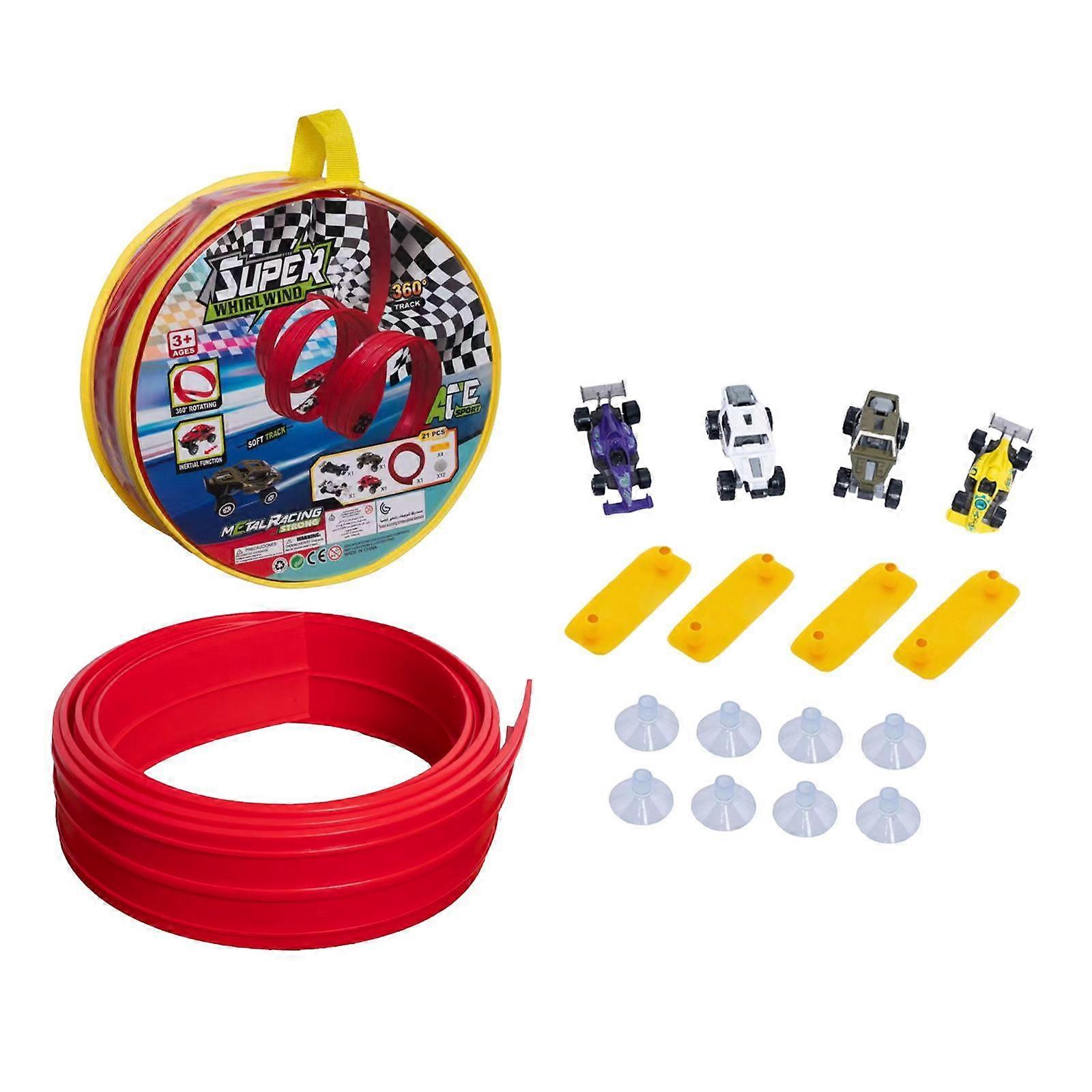 Flexible Track Rolls up Portable Racetrack Suction Cup Mount Versatile Bendable