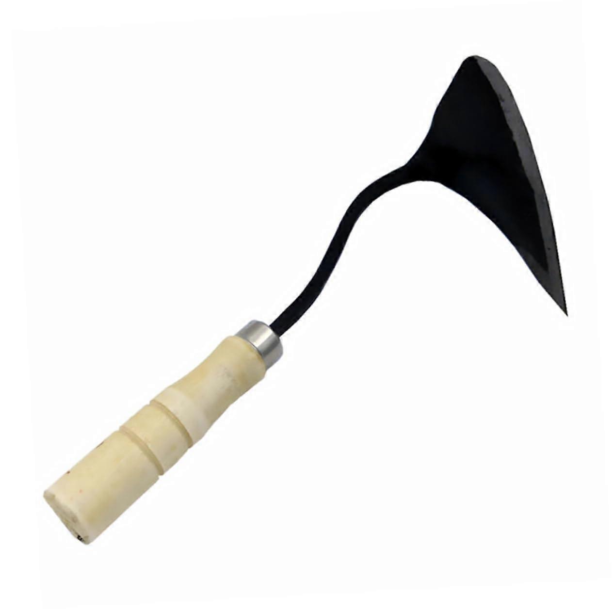 Gardening Hoe with Wooden Handle Triangular Blade for Precise Weeding Planting Uprooting