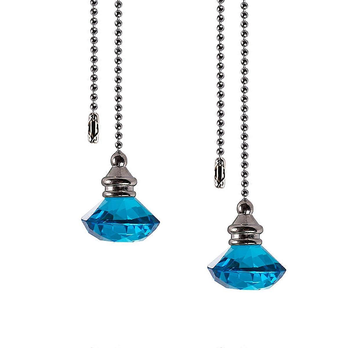 2pcs 12" Crystal Pull Chains for Ceiling Fans & Lights, Compatible with Standard Pull Sockets