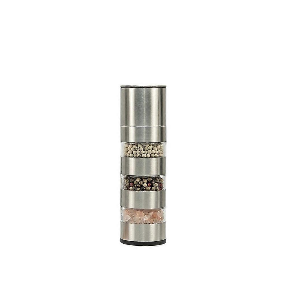 Stackable Multi-layer Pepper Grinder Adjustable Manual Pepper Salt Mill Ceramic Grinding Core Stainless Steel Spice Jars Camping