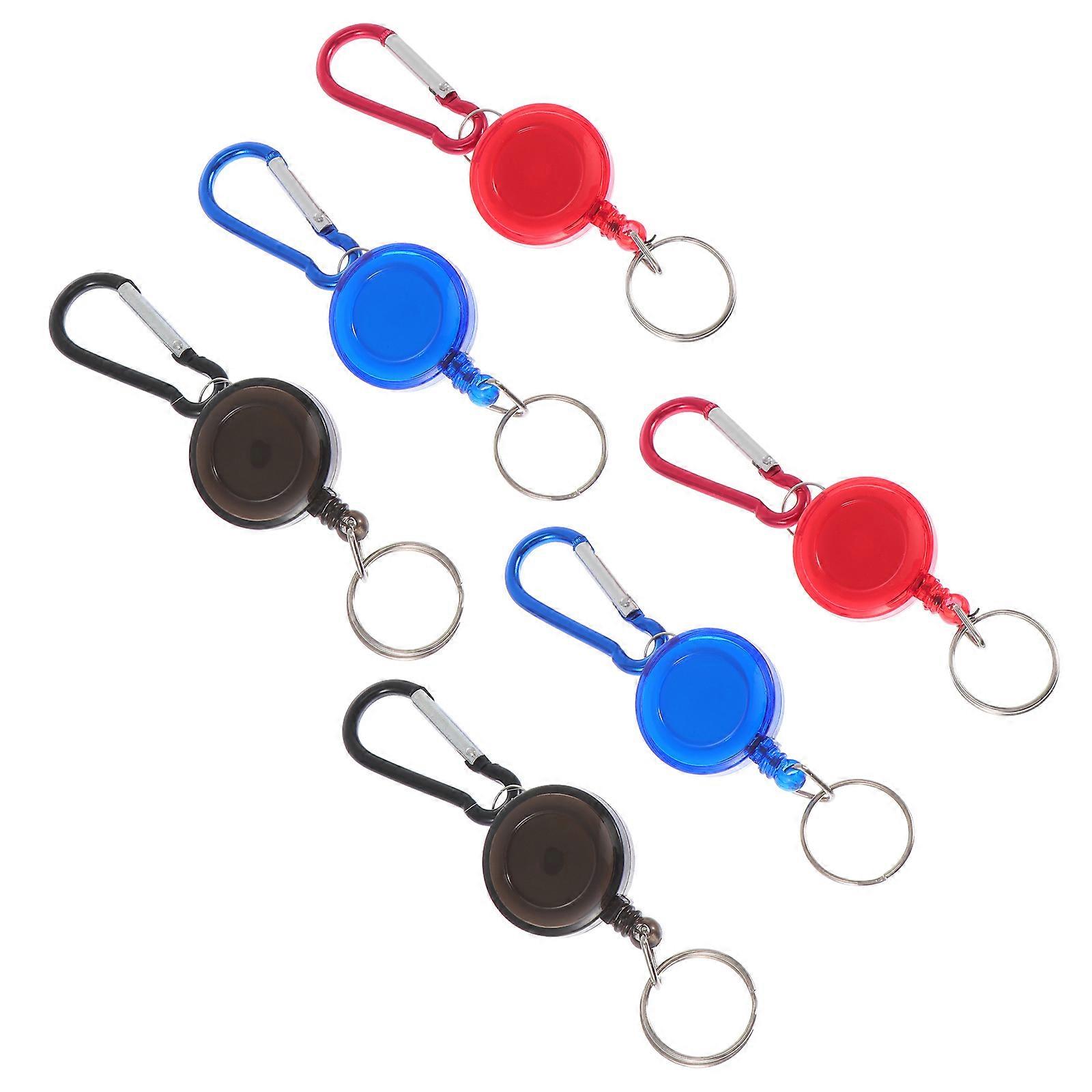 Retractable Key Ring Durable 6Pcs Set for Bag Use in Assorted Colors