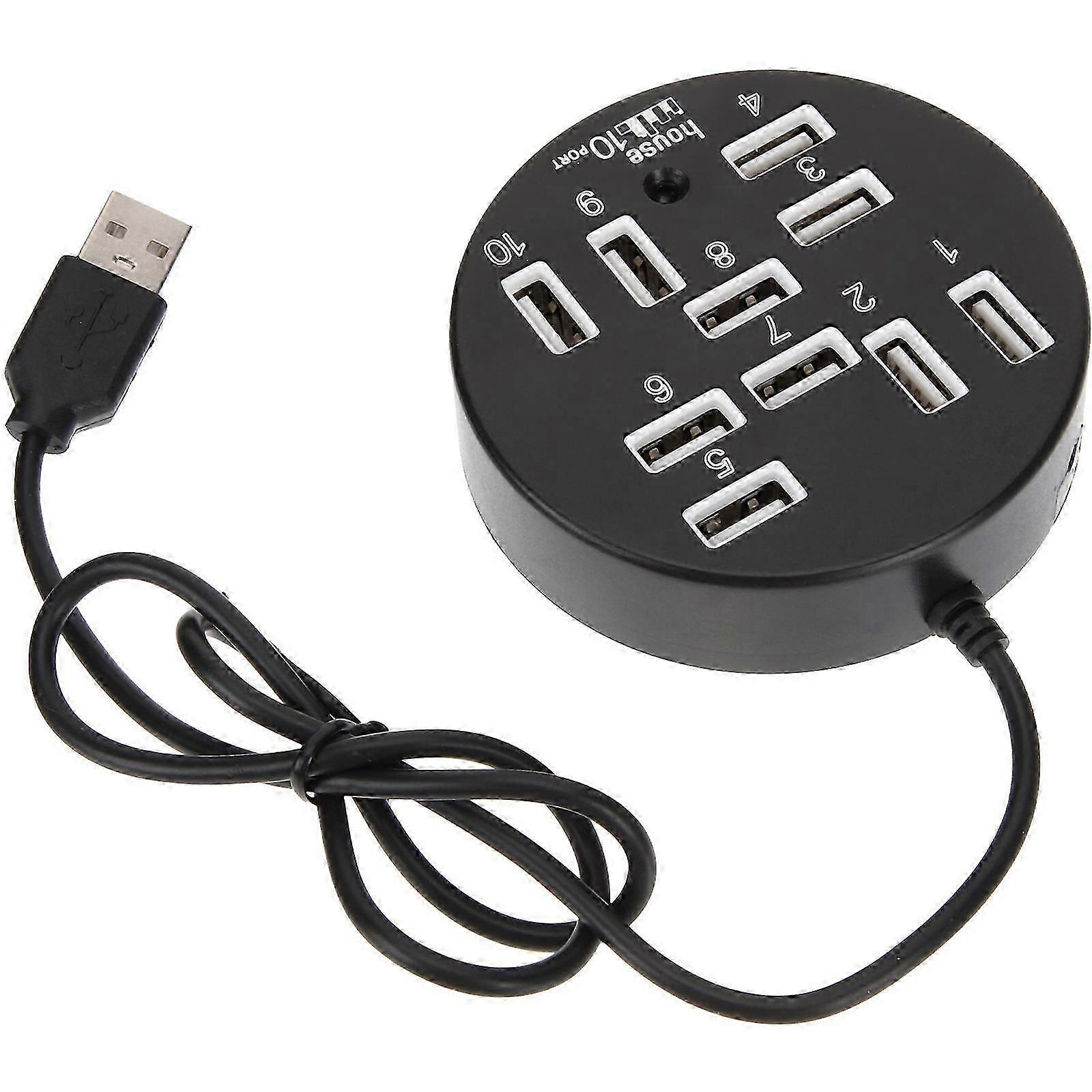 USB Hub 10 Ports USB Expander for Computer Use Supporting Hot Swap Function