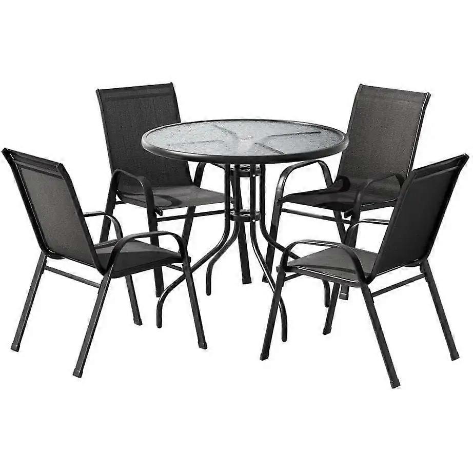 4-Seater Garden Patio Set With Stackable Chairs