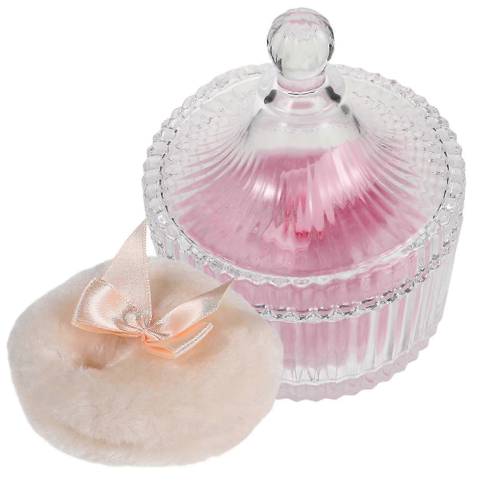 Puff Glass Container for Body Powder Application 1Set