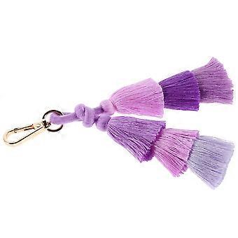 Tassels Keychain Boho Handmade Fringe Bag Charms Keyring Holder For Women Car Key Handbag Wallet Purse Backpack Decoration Purple