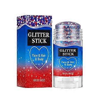 Patriotic Red White and Blue Face Hair Body Glitter Stick, 4th of July Outfits and Accessories for Women Kids, Red White Blue Festival Makeup for Inde