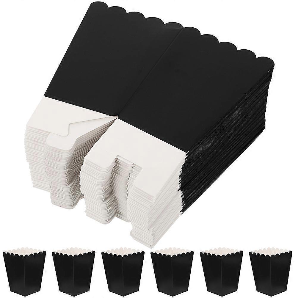 Black Popcorn Boxes Paper Packaging for Storage Use 100Pcs Snack Boxes
