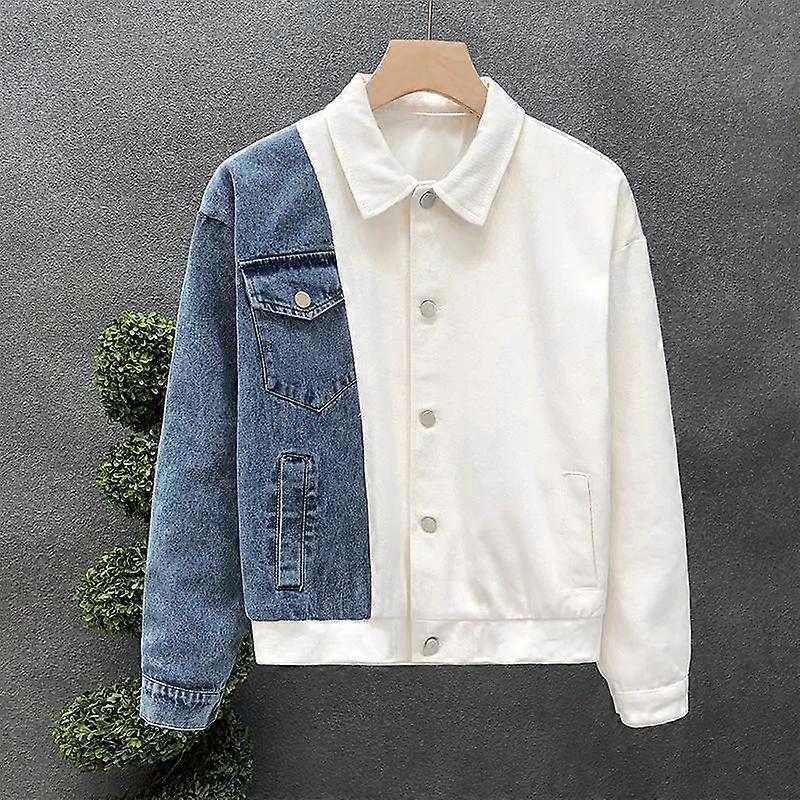 Men's Fall Denim Patchwork Design Jacket Casual Everyday Top