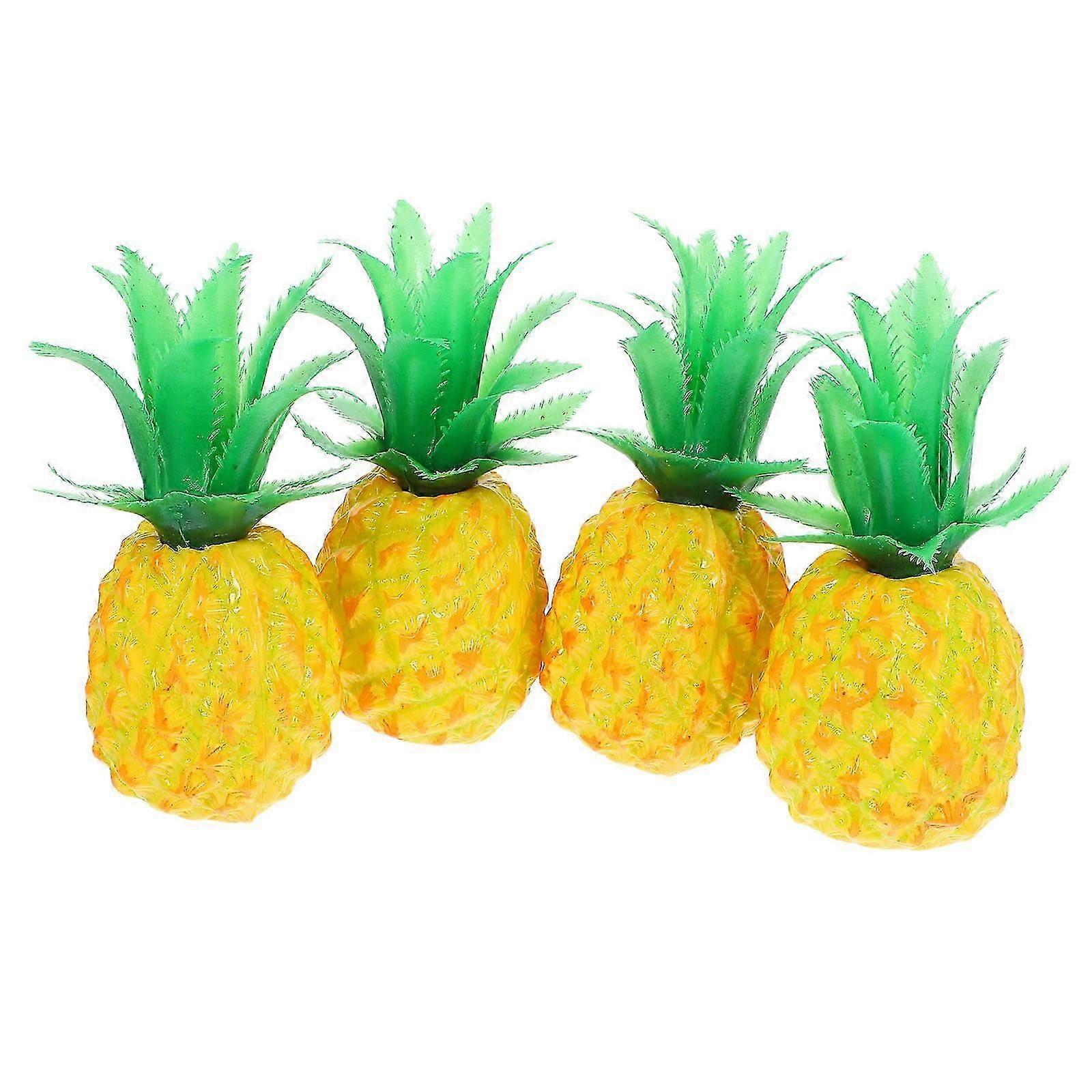 Plastic Pineapple Simulation Fruit Decoration for Kitchen Party 4Pcs Pack
