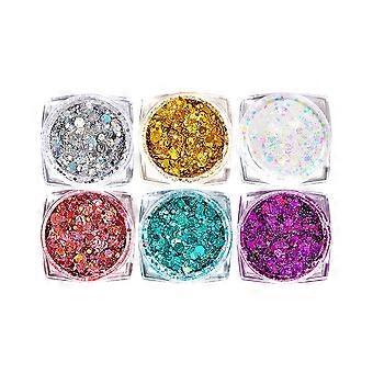 6 colour Face Glitter No Glue Needed Body Glitter Gel Set Cosmetic Hair Glitter Festival Makeup compatible with Christmas Parties Halloween