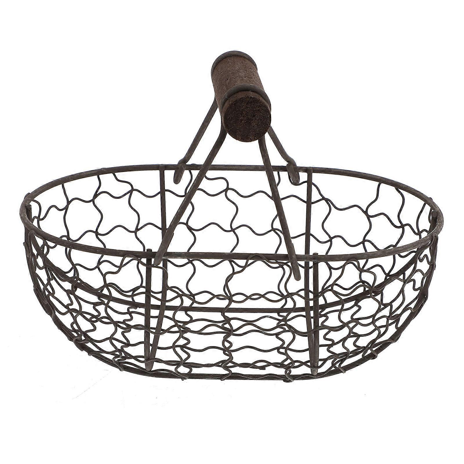 Iron Handheld Fruit Bread Basket Multi-functional Basket Sturdy Bread Basket