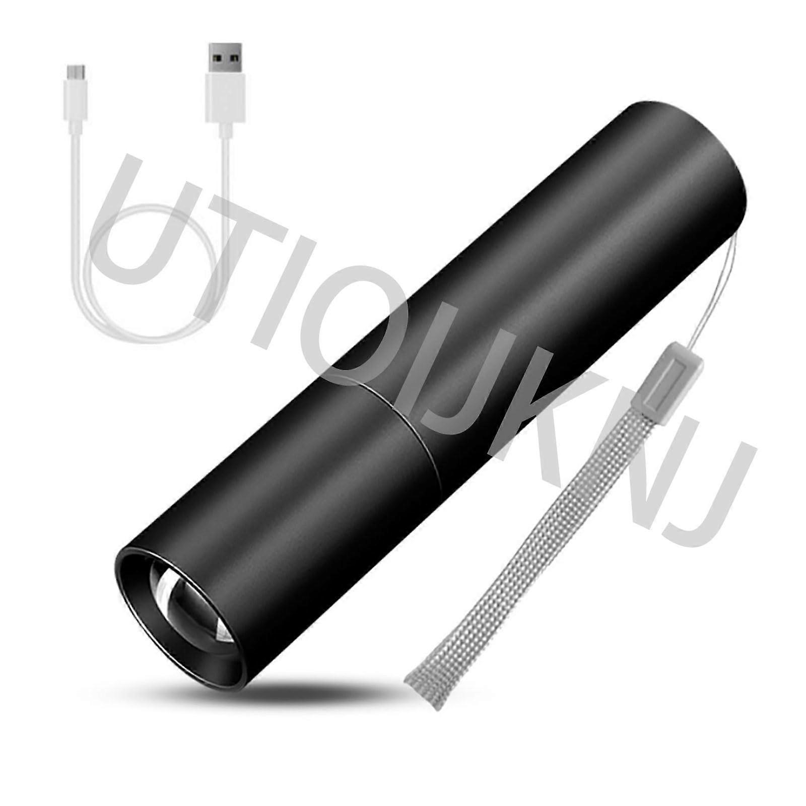 Rechargeable LED Flashlight  Lumens Zoomable Beam Adjustable Brightness for Camping