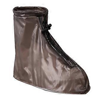 Waterproof Shoe Covers Non Slip PVC Rain Boot Covers with Zipper Closure Foldable Brown Adult