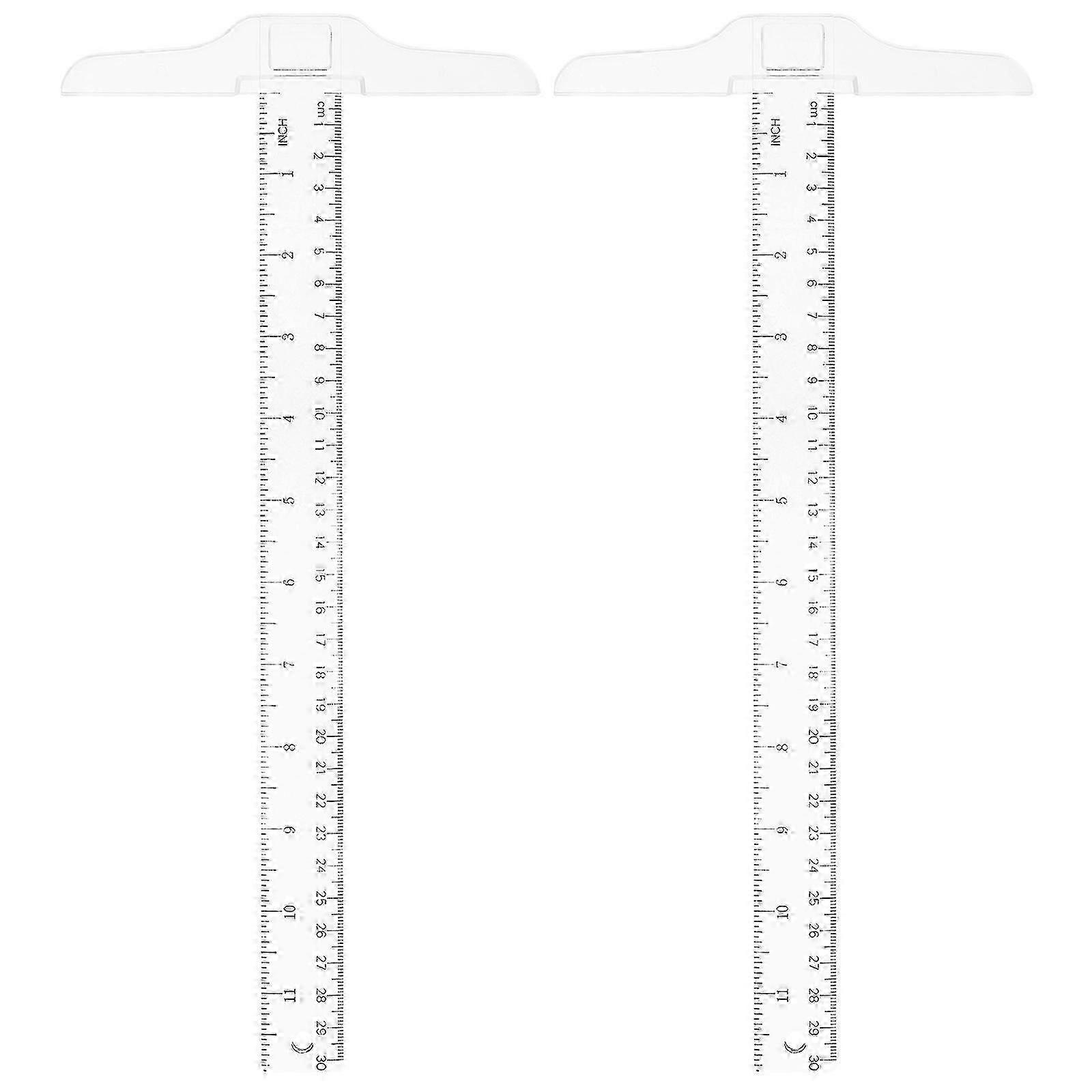 2pcs 30cm T-Square Double Side Scale Plastic Measuring Tool T Shape Ruler for Drafting and General Layout Work (inch, cm)