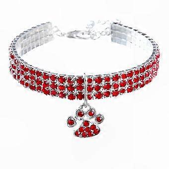 Adjustable Stretch Heart Pendant for Cats & Dogs, Crystal Diamond Claw Necklace for Pet Collar Jewelry