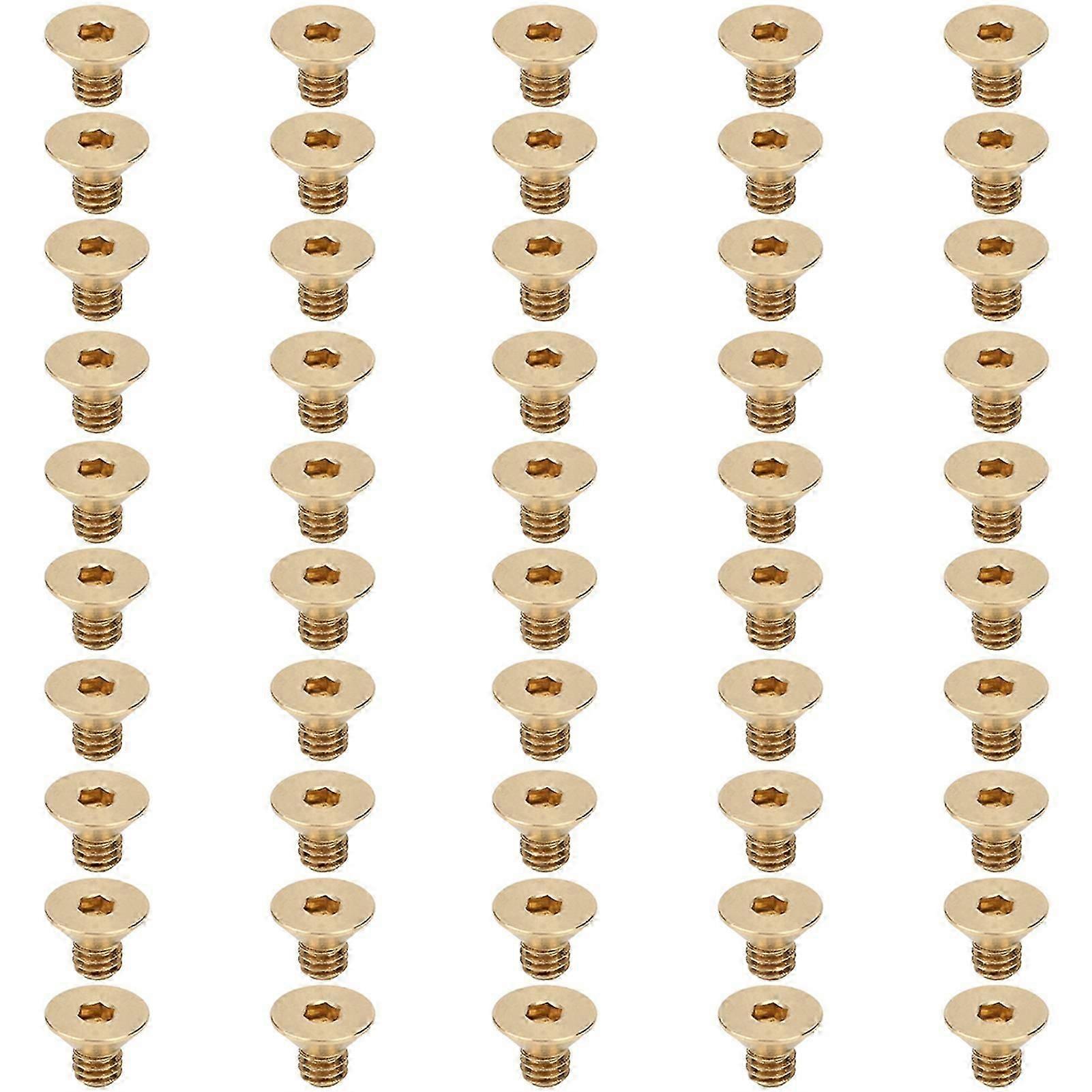 50Pcs M4 M4x6 Copper Countersunk Head Flat Hex Socket Screw Industrial Fastener