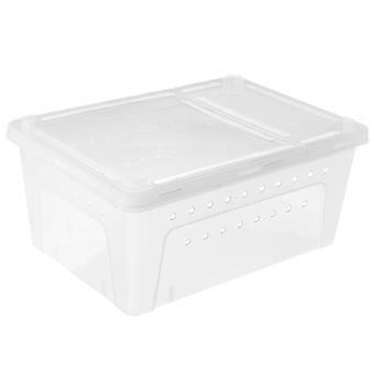 Reptile Feeding Box Plastic Transparent Reptile Box for Feeding 1Pcs White