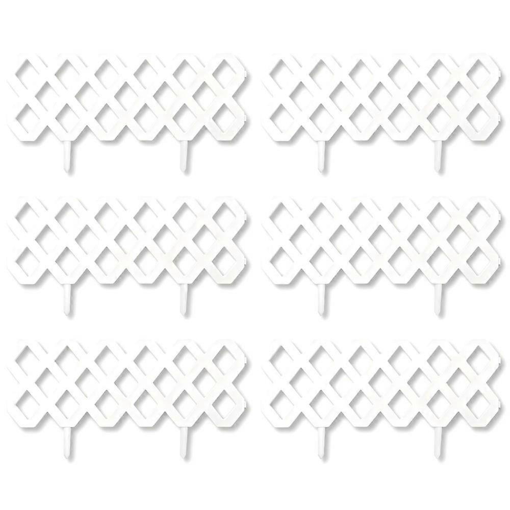 6 Pack Garden Edging Border Modular Interlocking Plastic Fence Panels White