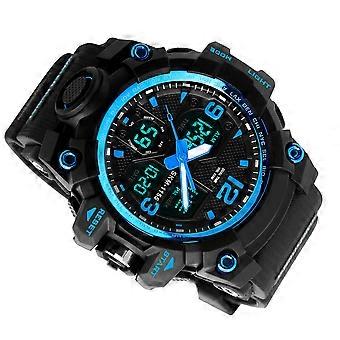 Men Digital Watches Waterproof Multifunctional Outdoor Watch Blue Dial Size 5.5 X 5.2 X 1.7 Cm Stopwatch Timing Date Display 1Pcs