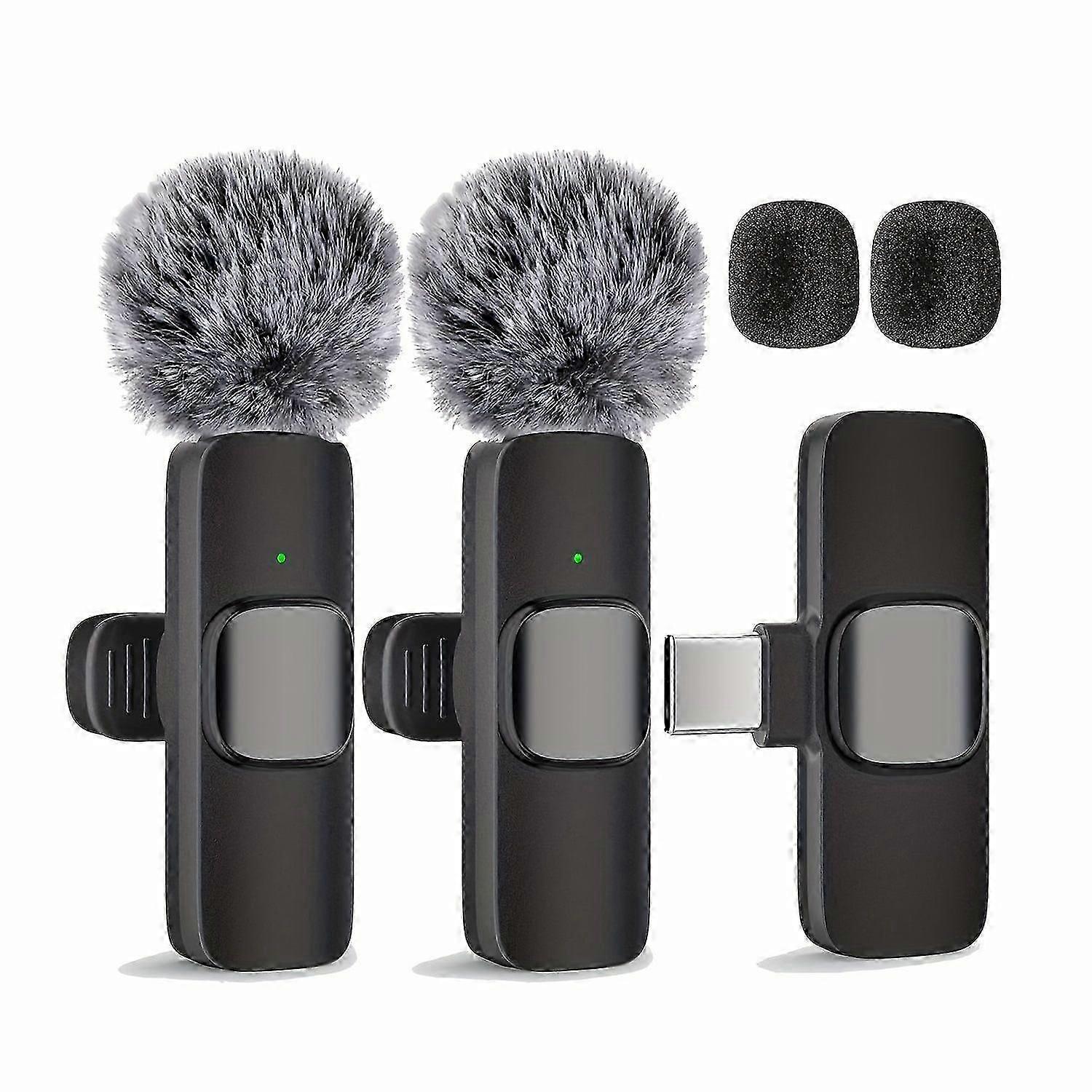 Wireless Lavalier Microphone with Windscreen, USB-C Rechargeable