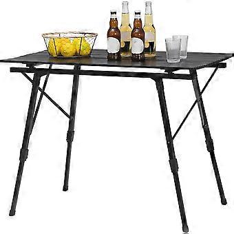 Camping table - Adjustable height - Aluminum - Black - 90x52.2x72cm.
