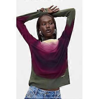 Desigual Veget Purple to Yellow Ombre Fine Knit Jumper 26WWJF26