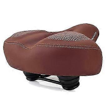 Bike Seat Cushion Brown Wide Thick Gel Sponge Padded Waterproof PU Leather for Mountain Road E-Bikes