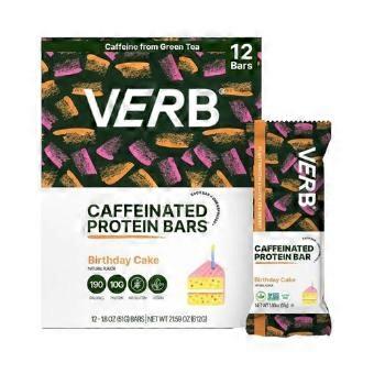 Verb Energy Caffeinated Protein Bar Birthday Cake, 12 Count