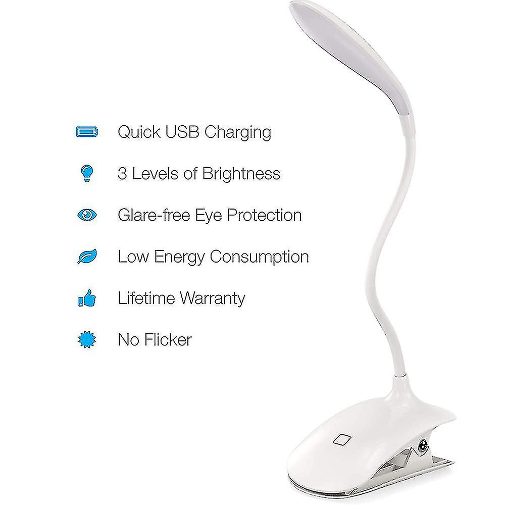 Rechargeable Reading Lamp Led Headboard Desk Book Light Touch Control