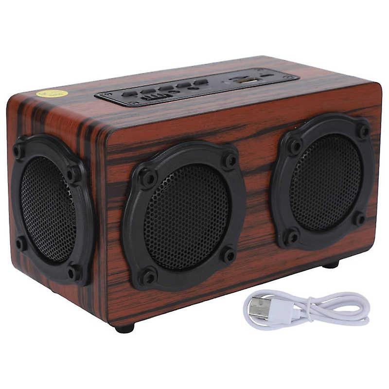 Wooden Retro Bluetooth Wireless Speaker Portable Stereo Music Player Vintage Speaker Support Radio Memory Card Aux Input