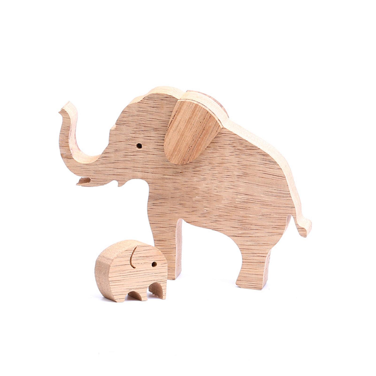 Warm Wooden Elephant Ornament Vivid Design Charming Attractive For Bookshelf Table Office Supply