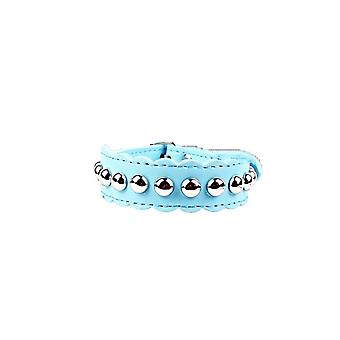 1 Rows Mushrooms Rivet Studded PU Leather Dogs Collars (Blue)