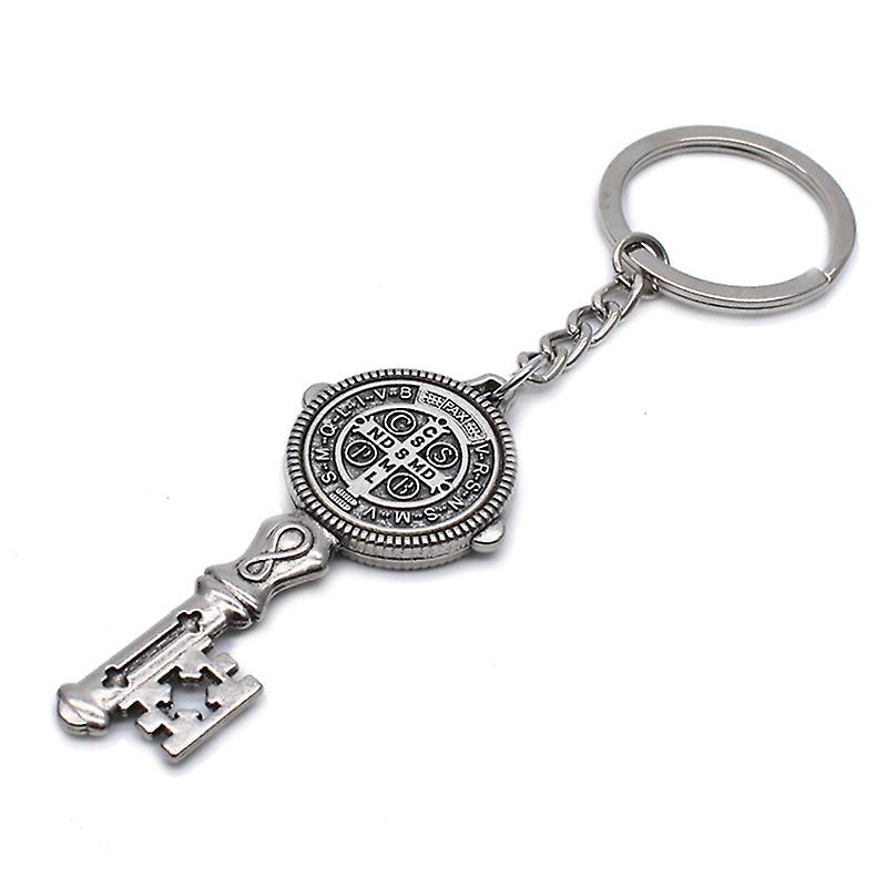 Saint Benedict Keychain Car Keychain Christian Jesus Cross Car Keychain