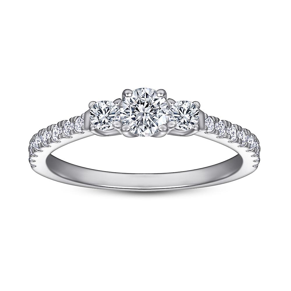 925 Silver Four Claw Diamond Ring