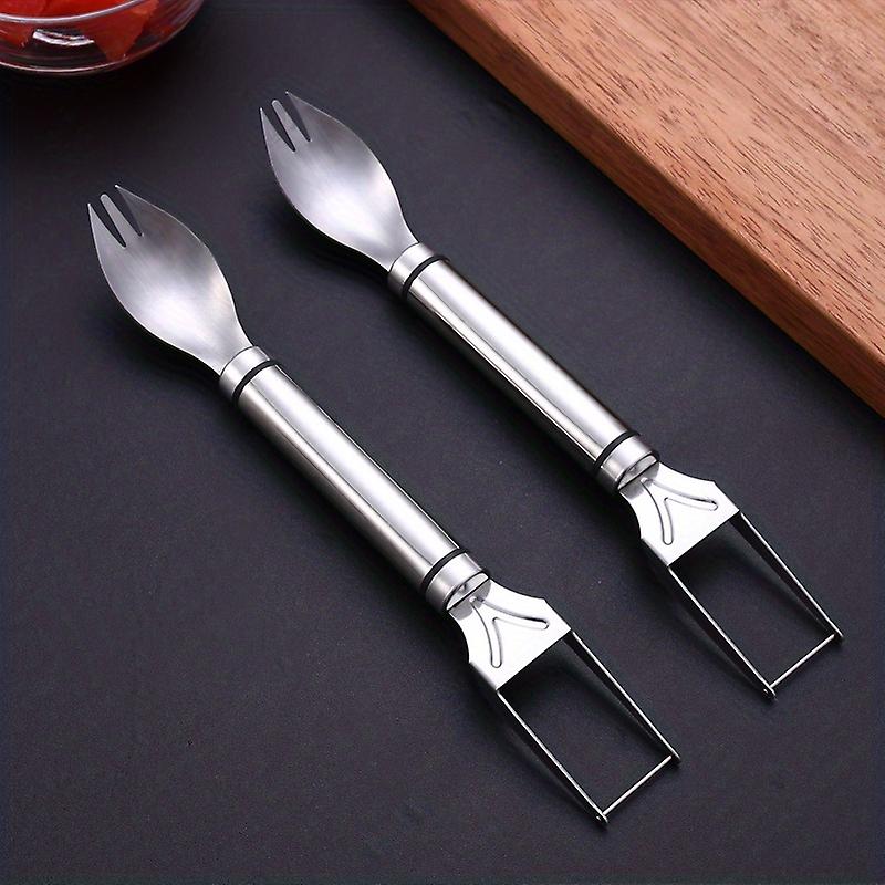 2pcs Watermelon Fork Slicer Cutter 2-in-1 Summer Watermelon Fruit Cutter Portable Stainless Steel Watermelon Slicer Fruit Salad Knife Fork Carving