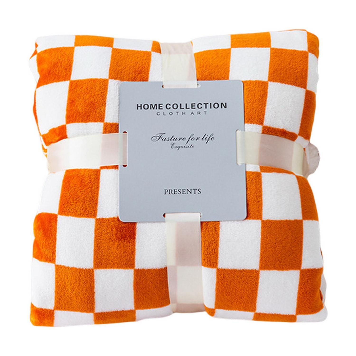 Throw Blanket Checkerboard Design Coldproof Bedroom Bed Winter Warm Flannel Blanket Sleeping Cover