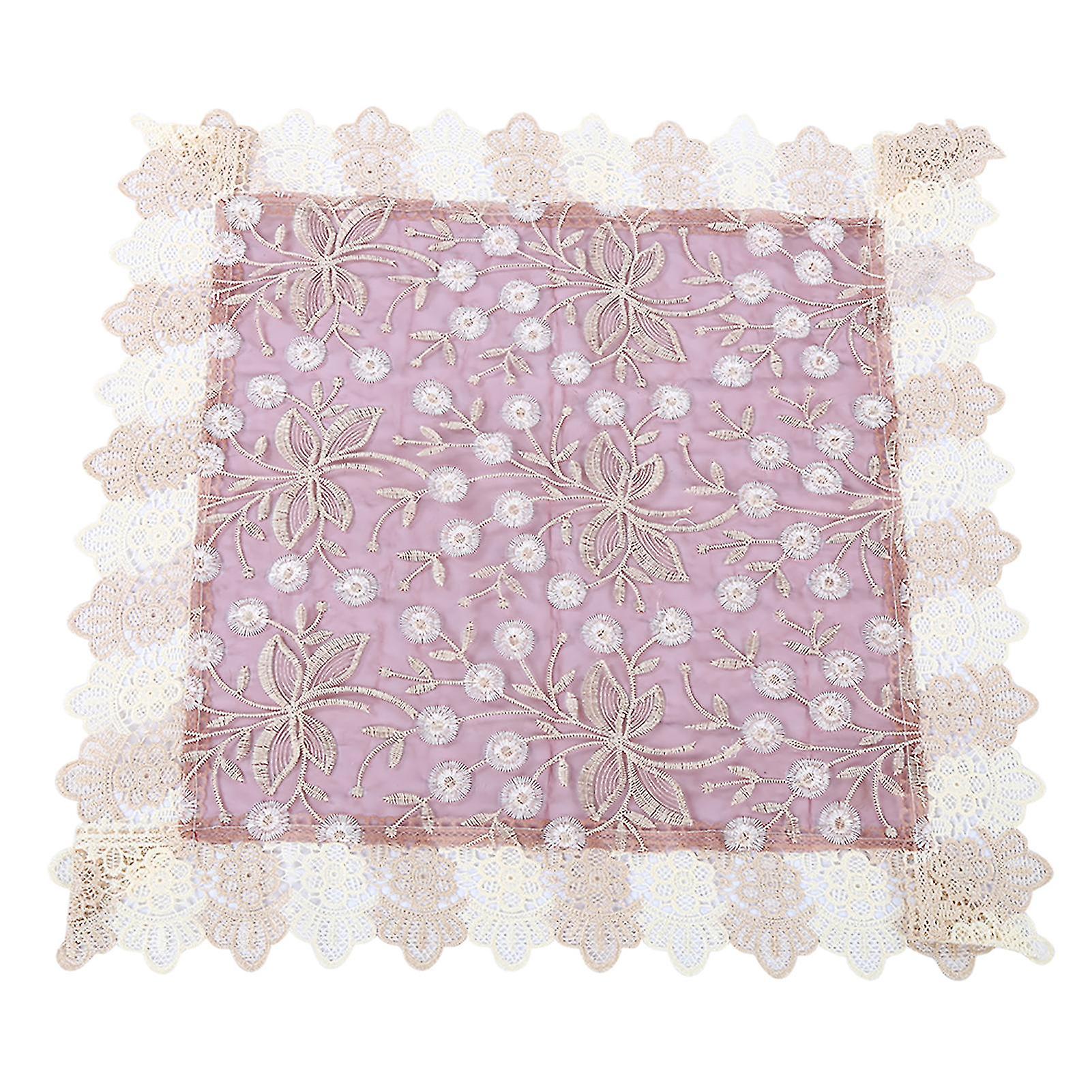 European Style Round Table Cloth Polyester Table Cover with Lace-Side for Home Wedding Decoration(Red 150x200cm)