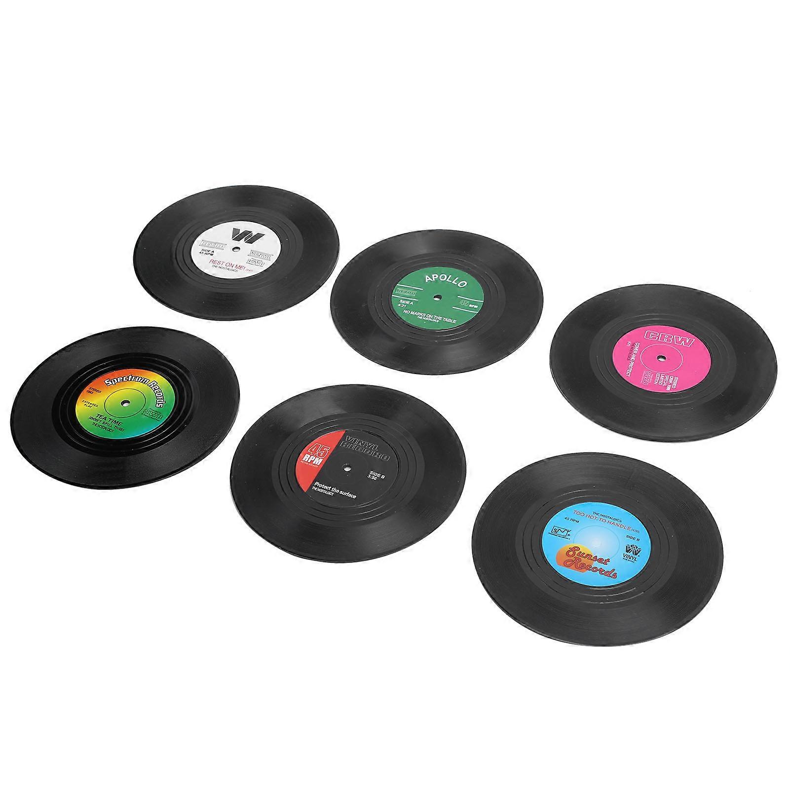 6Pcs NonSlip Plastic Coaster Set, 10.5cm Diameter, 100g Each