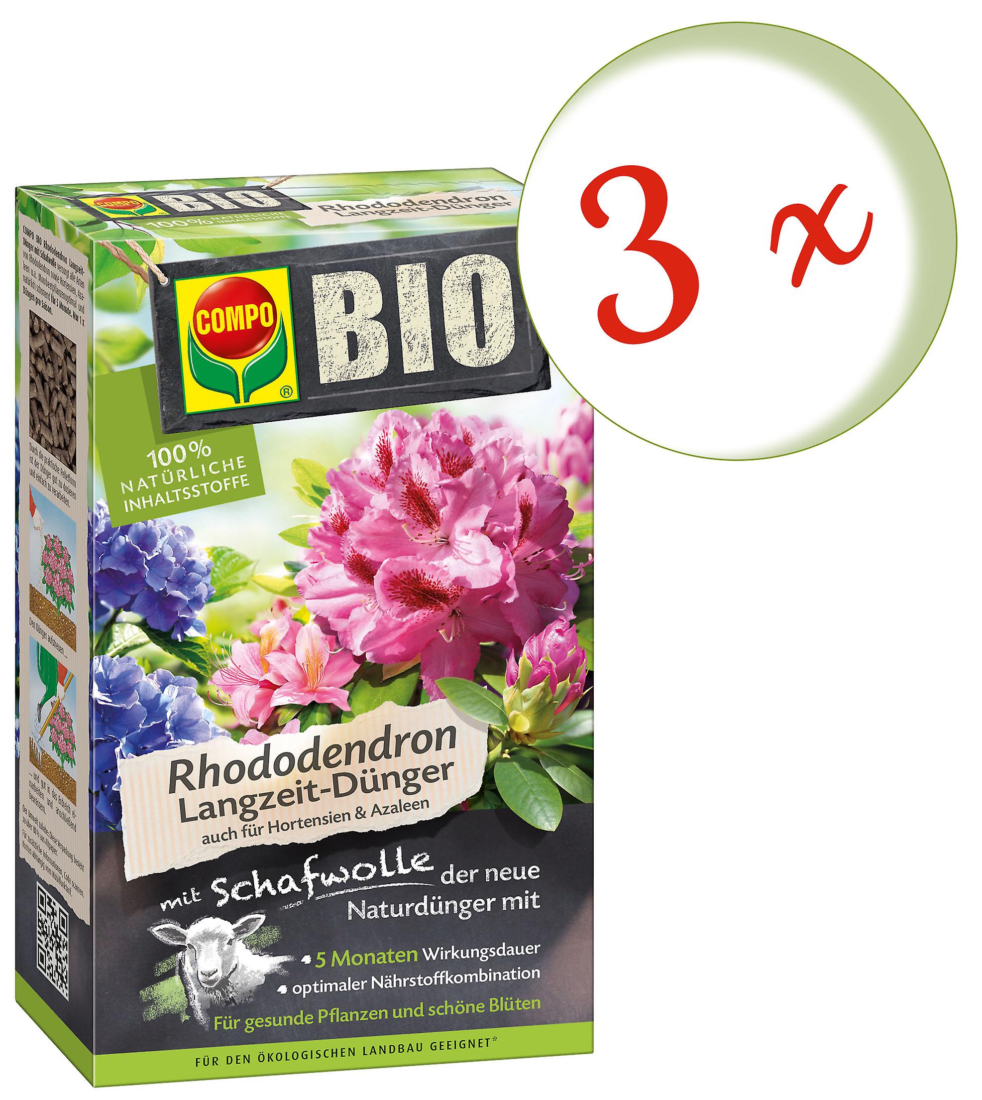 3 x COMPO BIO rhododendron and hydrangeas long-term fertilizer with sheep's wool, 2 kg