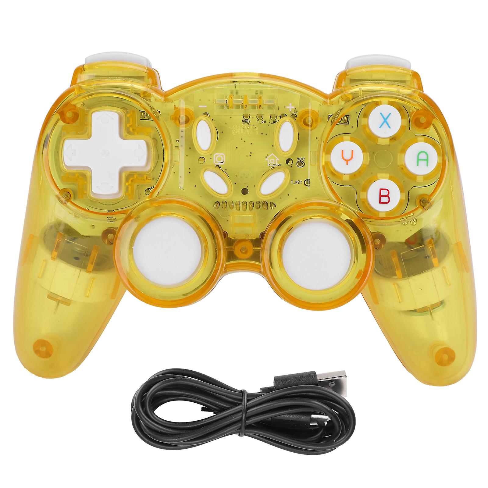 Transparent Yellow Wireless Gamepad: Motion Sensing, Vibration, Multi-Device Compatible