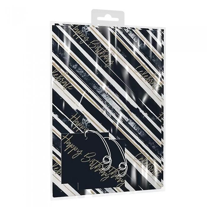 Giftmaker Brush Stroke Happy Birthday Gift Wrap Sheets (Pack of 2)