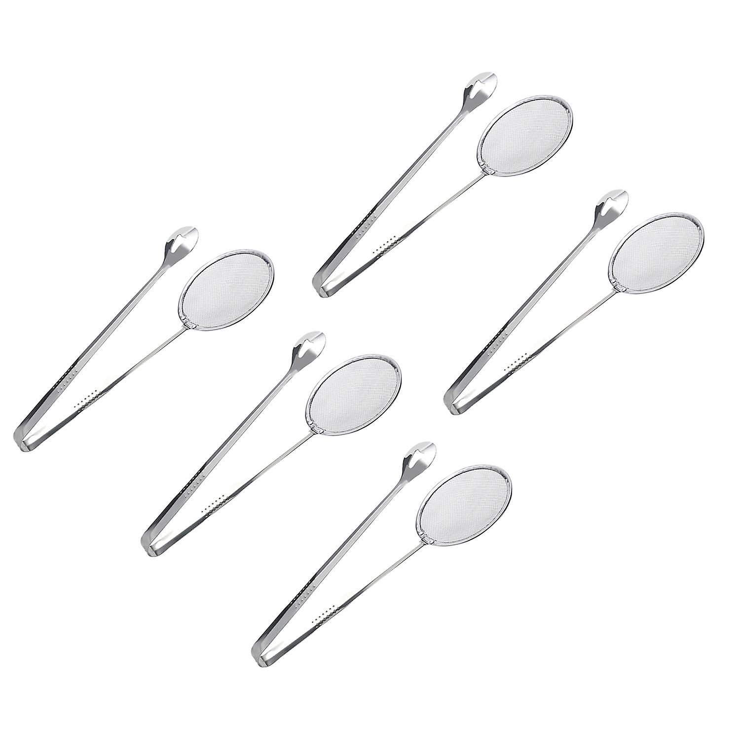OuZhan 5Pcs 2-in-1 Colander Spoons Heat-Resistant Quick Filtration Skimmer Ladles with Long Handle
