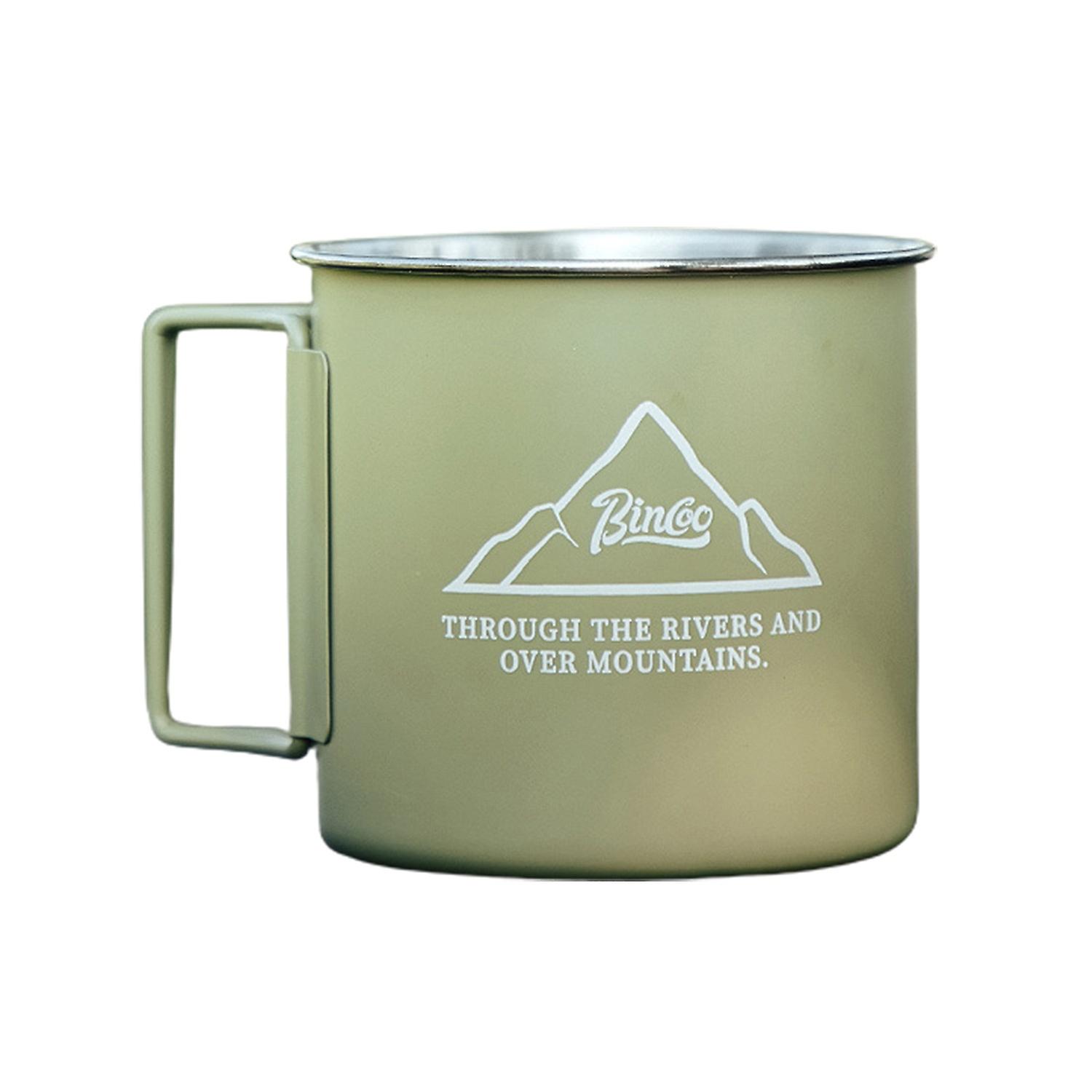 OuZhan 300ML Coffee Mug Foldable Handle Top Opening Round Mouth Heat-proof Cold Resistant Rust-proof